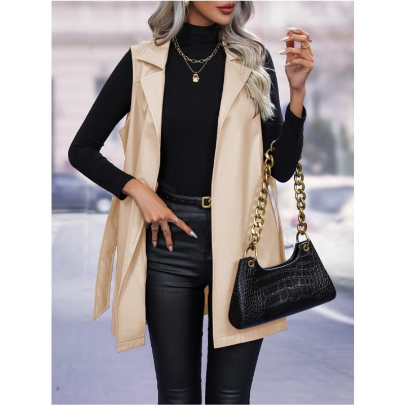 Женский жилет из искусственной кожи на весну и осень, однотонный, безрукавка, в стиле Pure Color Temperament