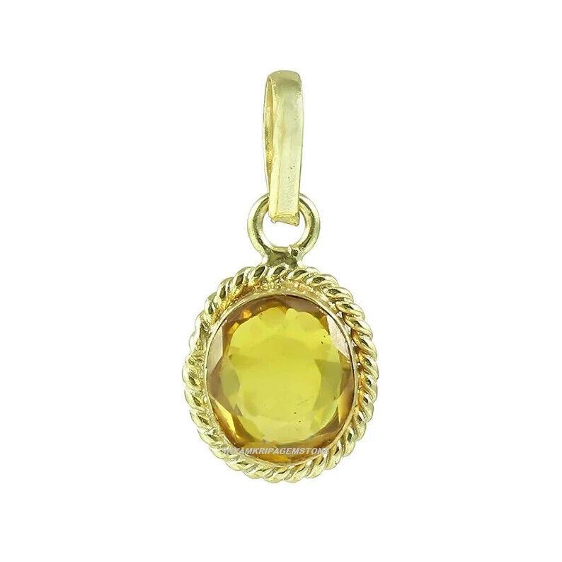Natural Certified Yellow Sapphire/Pukhraj Astrological Gemstone Pendant For Men And Women