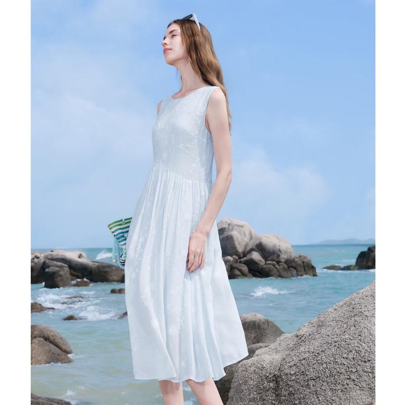 Baitu Women's Sleeveless Embroidered Dress