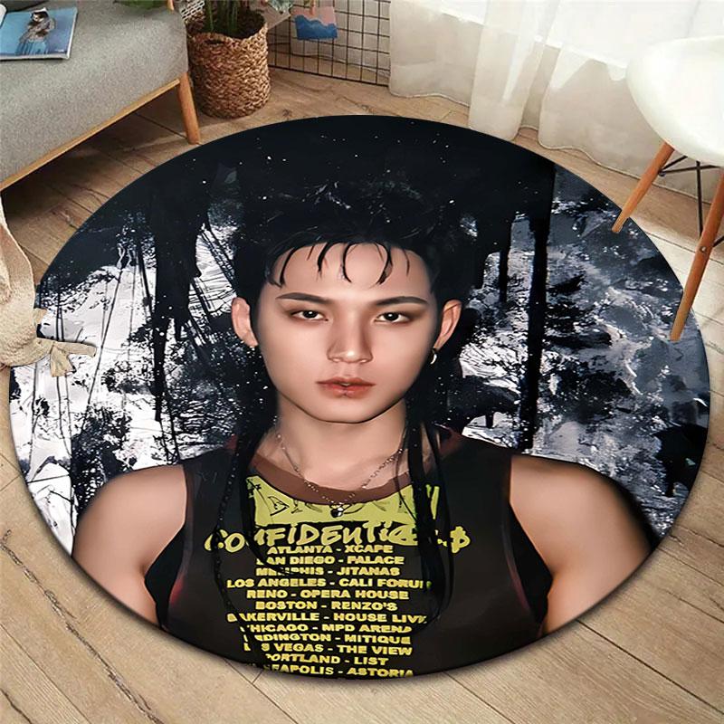 Круглый ковер KimMingyu, Ковер для гостиной, спальни, дивана, игровой комнаты, Декор, Нескользящий коврик для пола