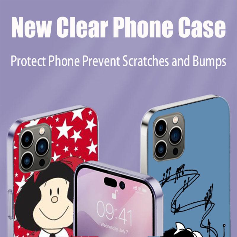 Mafalda Cartoon Phone Case For Apple Iphone 16E 16 17 Pro Max Air 15 Pro 14 Plus 12 13 Mini Cover Cute Fundas Silicone S