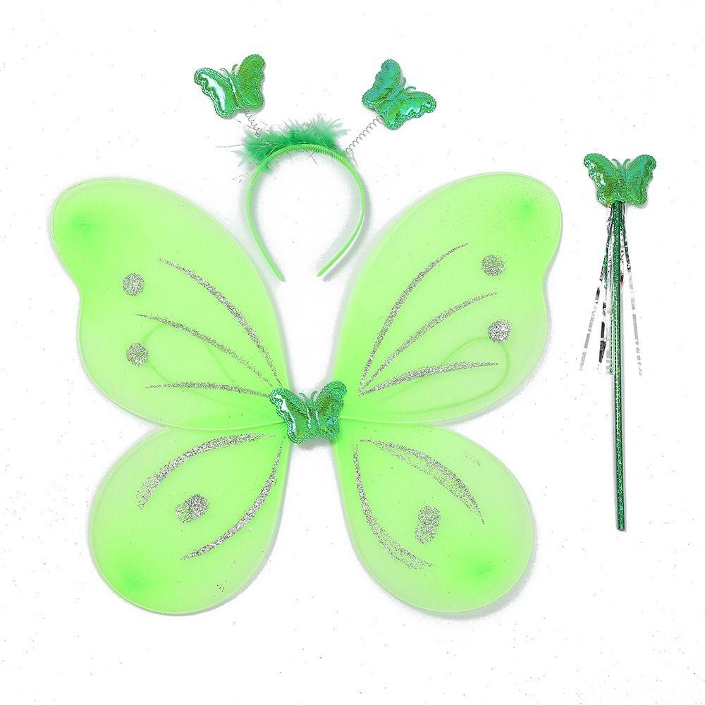 3Pcs/Set Girls Kids Halloween Dressing Up Fancy Dress Glitter Butterfly Costume Fairy Wing