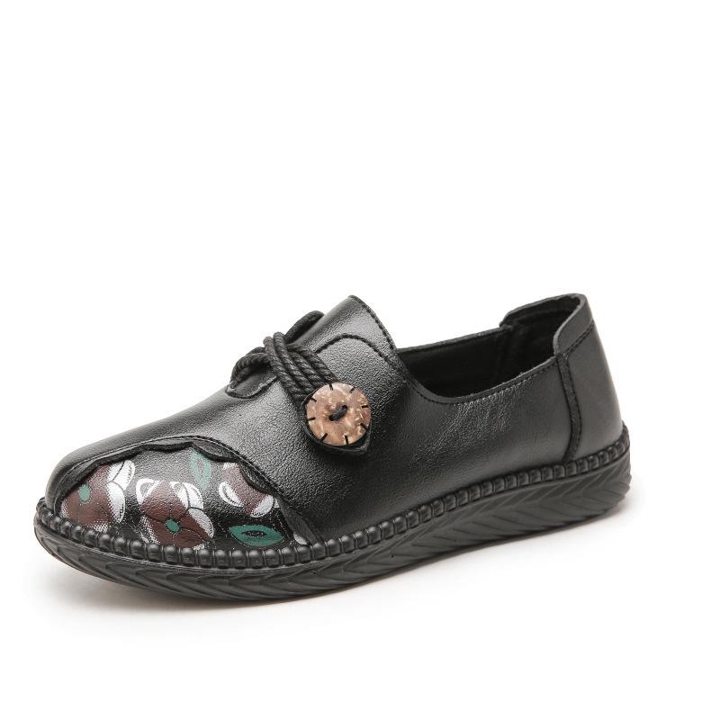 Runyue Удобная весенняя и осенняя мягкая кожаная обувь для женщин среднего возраста