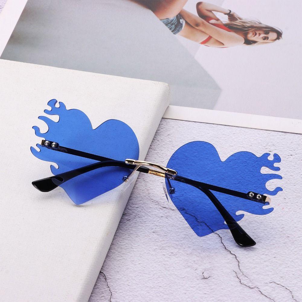Солнцезащитные очки без оправы в форме сердца, аксессуары для костюмов, вечерние очки для женщин и мужчин