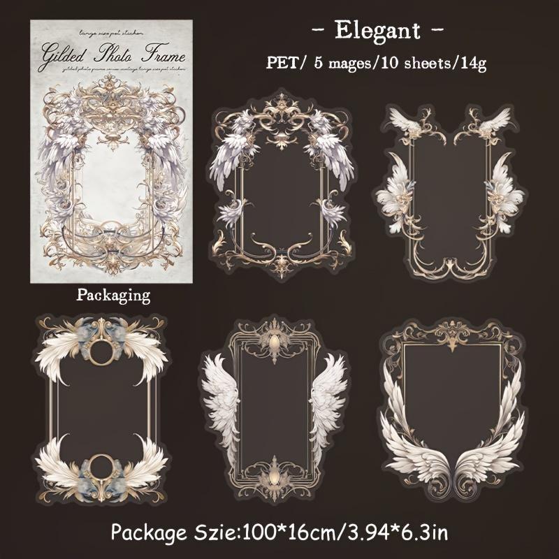 10 листов винтажная великолепная позолоченная фоторамка для журнала, декоративная бумага, наклейки для домашних животных, принадлежности для журналов