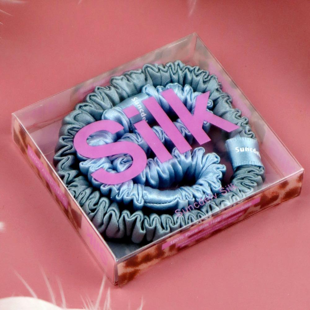 2PCS 100% Silk Hair Scrunchies For Women Girls High Quality Hair Ties HairBands Silk Suitable for Valentine's Day 22Momme Silk Hair Accessoires