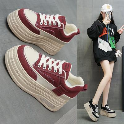 Новые женские туфли для миниатюрных женщин, увеличивающие рост, спортивная повседневная обувь, винтажные универсальные модные туфли из парусины