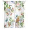 Watercolor Pattern With Birds Tulle Window Curtain For Living Room Bedroom Voile Sheer Curtains Kitchen Treatments Drapes