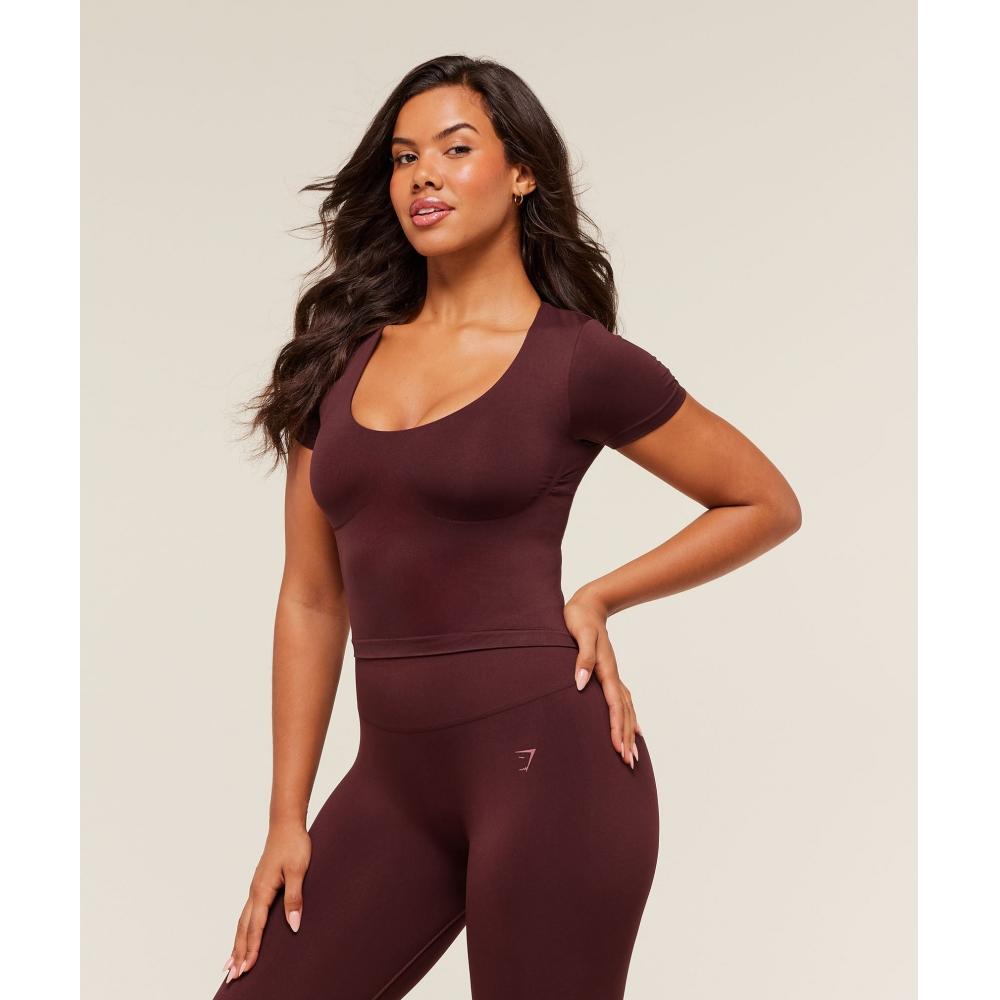 Gymshark SofT SculpT T shirT wiTh Shelf Rich Maroon B4c4q Nbzq