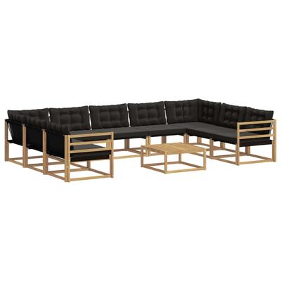 Outdoor Sofa Set with Cushions 10 Pcs White and Black