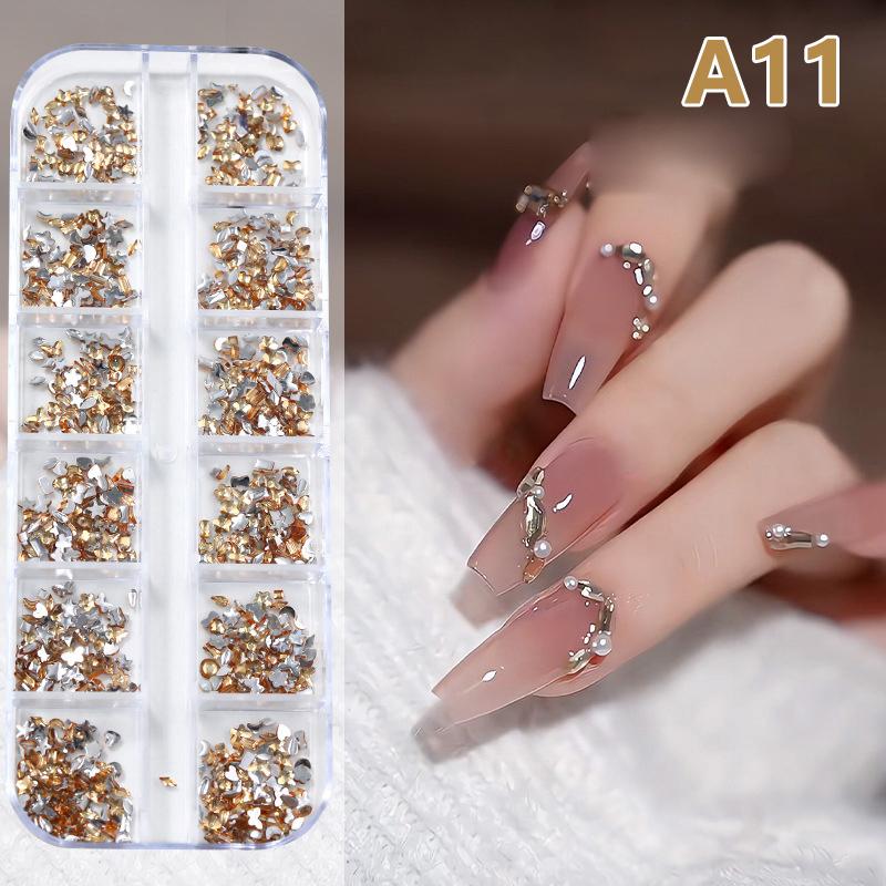 12 Grid Mini Nail Flat Back Beautify Nails Diy Decorative 3D Manicure Nail Art Decorations For Girls