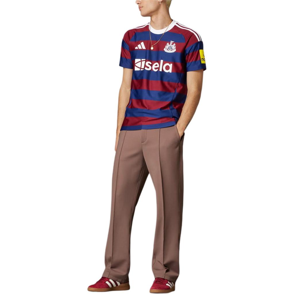 Adidas Newcastle United FC SS24 Away Jersey Fashion Logo Breathable Pullover Short Sleeve Retro Football Shirt Men Jersey Red IW0382