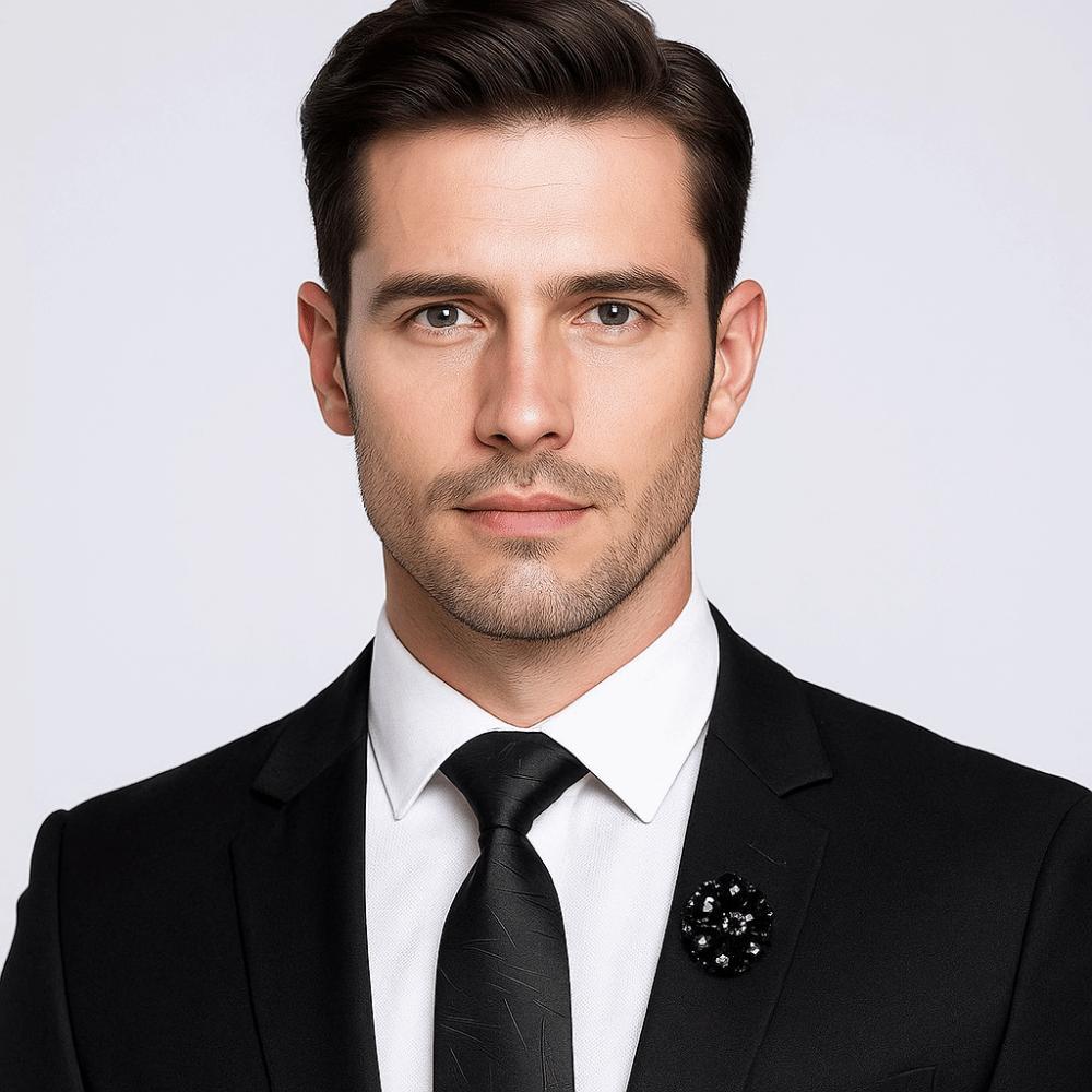 Однотонный мужской галстук Цветочный ретро-галстук Классический черный галстук Рубашка