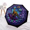 Dinosaur Kingdom Glass pattern umbrella, portable and foldable design, 8 ribs, a casual accessory for Halloween, Christmas, and birthday gifts.