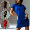 Женские тонкие летние мини-платья с круглым вырезом с коротким рукавом, вечерние платья, модные однотонные платья
