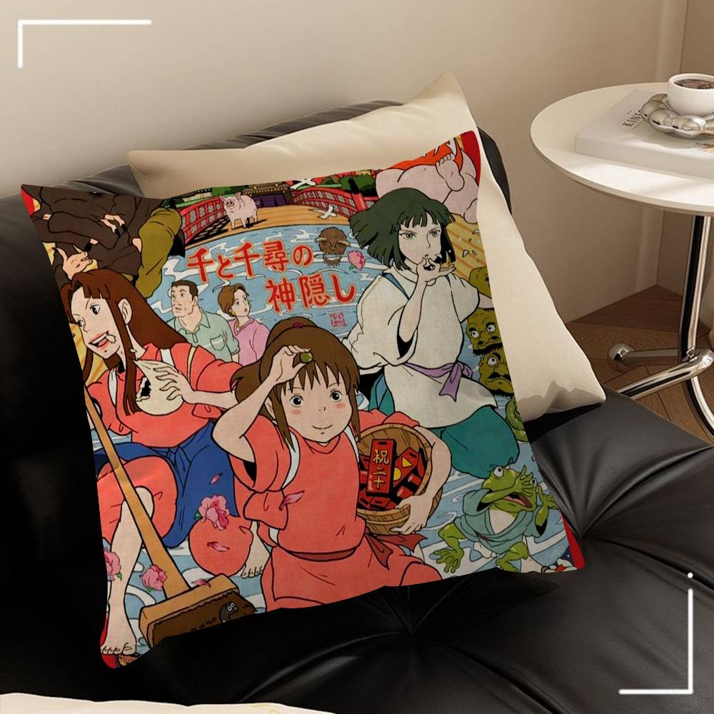 Подушки Подарки Мебель для домашнего офиса Спальня Диван Автомобильная подушка Чехол 45x45см Фильм Унесенные призраками Аниме