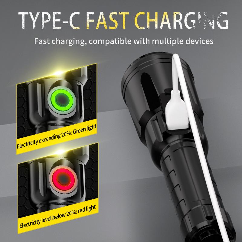 Bright Zoomable LED Flashlight, Rechargeable Handheld Torch,Portable Emergency Light for Camping Hiking Fishing Worker‘ Gifts