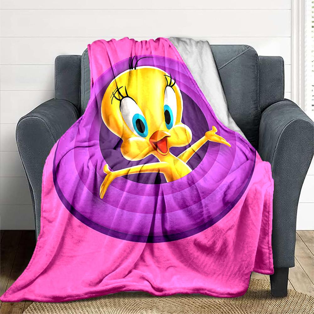 1 шт. Фланелевое одеяло Tweety Looney Tunes, Мягкое, приятное для кожи, с цифровой печатью, Различные размеры в наличии для семьи, друзей, на день рождения