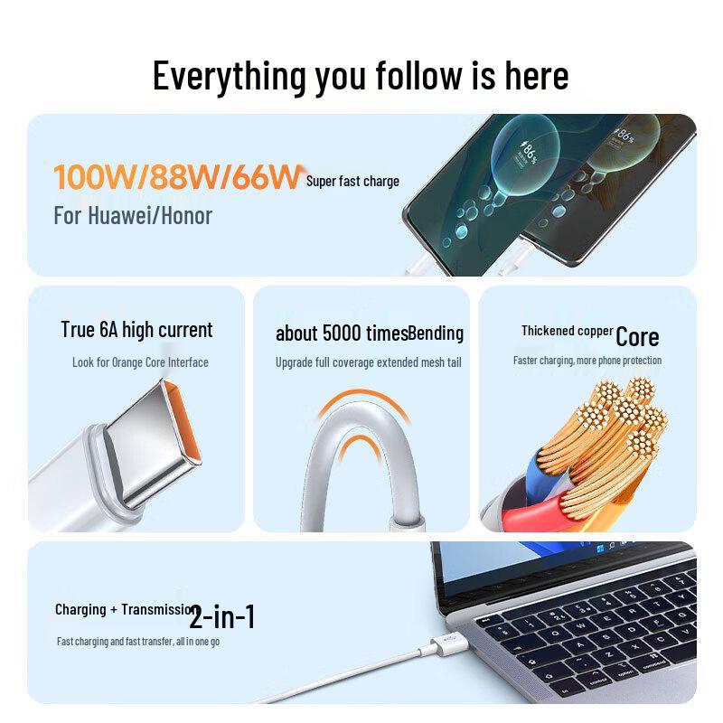 Быстрозарядный кабель Type-C OKSJ 100 Вт 6 А