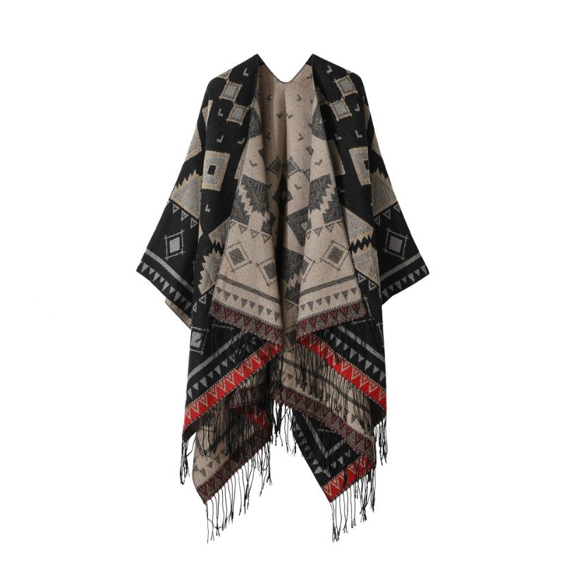 Ethnic Style Shawl Summer Outer Wear Women's Large Shawl Cape Cloak High-end Knitted Scarf