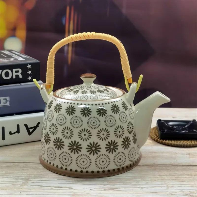 Бытовой фарфоровый чайник, керамический большой вместительный горшок для прохладной воды, большой синий и белый фарфоровый горшок с петлевой ручкой в ​​стиле ретро