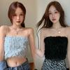 Autumn and Winter New Fashion 100 Hair Fringe Sexy Age-reducing Halter Vest Korean Version of Bare Collarbone Chain Strapless Top