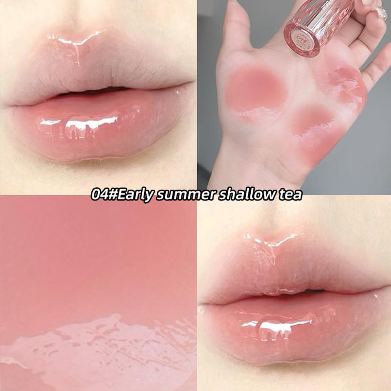 Crystal translucent lip glaze moisturizing water is not easy to fade natural mouth red lip glaze