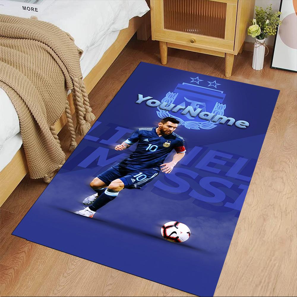 Messi Personalized Name Carpet Suitable for Game Room Balcony Foyer Decorate room Antislip Carpet Anime Office Decor Perfect Gift for Friends & Family