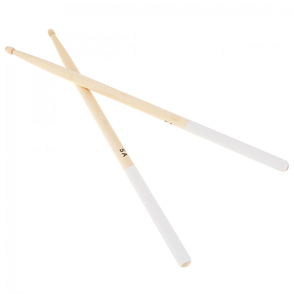 1 Pair 5A / 7A Drumsticks Wood Drum Sticks with Non-slip Rubber Handle Cover