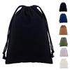 Set of 2 Canvas Drawstring Solid 6 Stylish and Perfect for and Accessory Storage Bags, Cotton, Colors, Cute, Travel, Clothing, Storage, (Black,