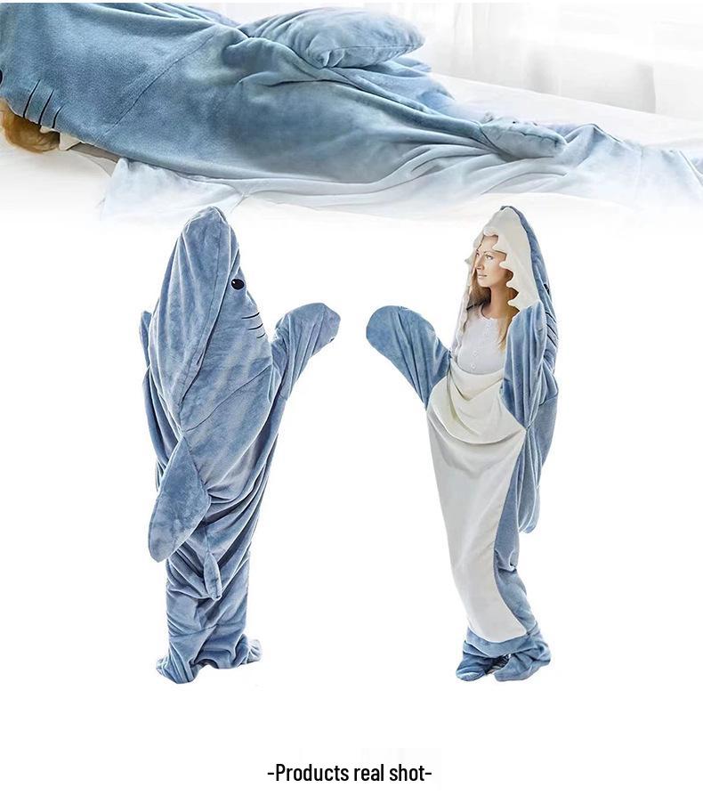 Пижама-комбинезон из фланели с акулой - Теплая, против перекидывания, повседневное одеяло для сна