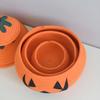 Halloween Woven Pumpkin Basket with Lid Empty Rope Woven Basket Trick or Treat Pumpkin Storage Bin Candy Snack Container