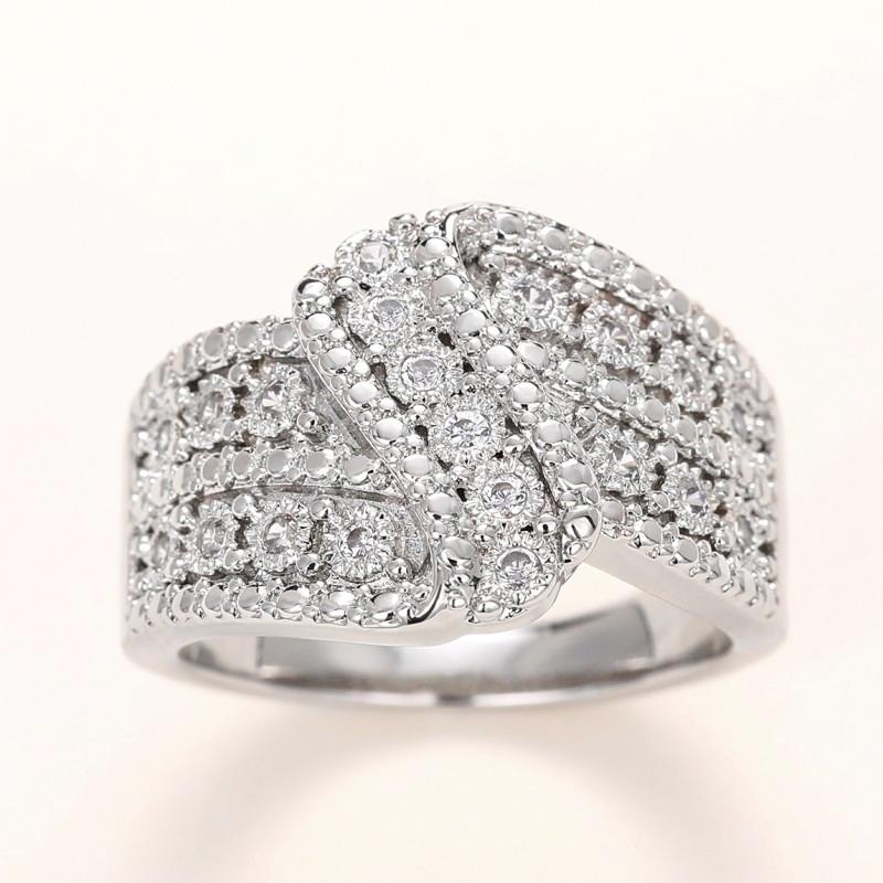 Xiaomi Huitan Multi-layer Shiny Cubic Zirconia Ring for Women Gorgeous Party Statement Luxury Wedding Elegant Fashion Jewelry for Gift