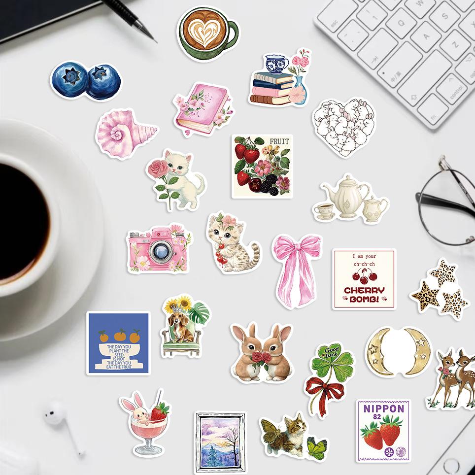 50 Pink Aesthetic Aesthetic Graffiti Stickers Guitar Laptop Suitcase DIY Waterproof Stickers