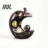 Hollow Moon Figurine for Party LED Light-Up Halloween Pumpkin Figurine, Spooky Face Crescent Durable Sculpture Skull Night Light Home Desktop
