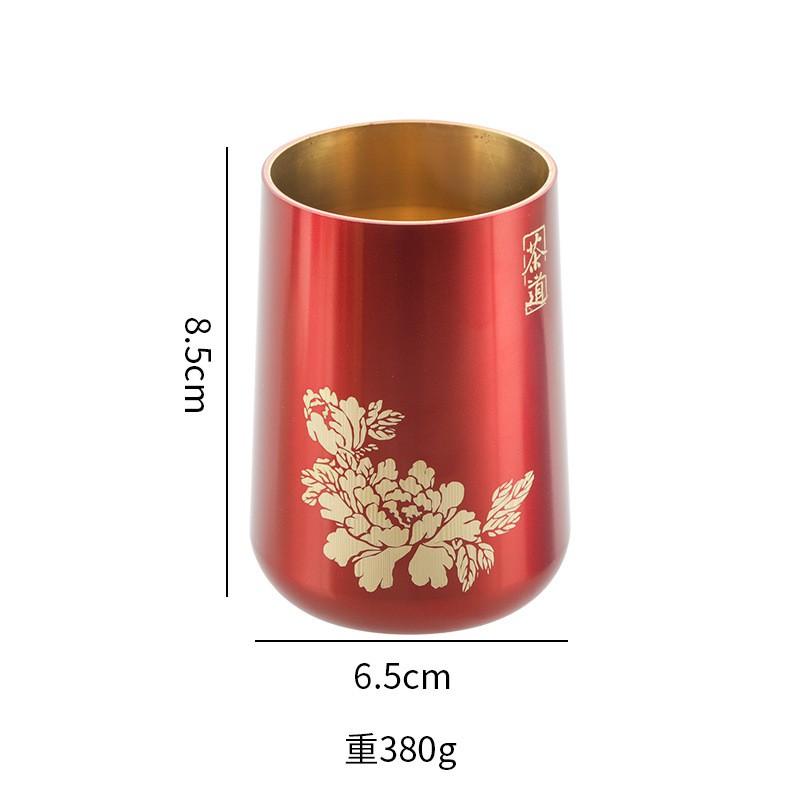 Copper Tea Ceremony Tools Set 6-Piece Grooming Accessories With Storage Cylinder New Chinese Style