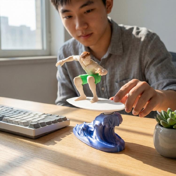 Реалистичная 3D-печатная инерционная скульптура серфера, украшение для приборной панели, идеально подходит для автолюбителей и домашнего интерьера