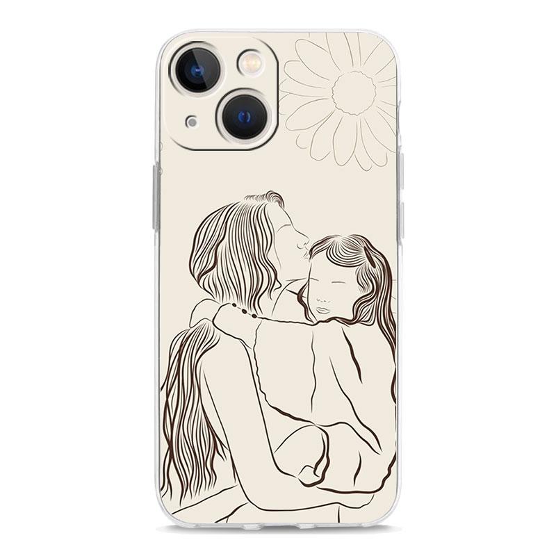 Чехол для телефона для iPhone 15 14 13 12 Mini 11 Pro Max XS X XR 7 8 Plus Прозрачный Ударопрочный Силиконовый ТПУ Чехол Девочка Мама Семья
