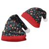 2024 Santa Claus Print Velvet Plush Christmas Hat for Adults & Kids - Double-sided Fleece