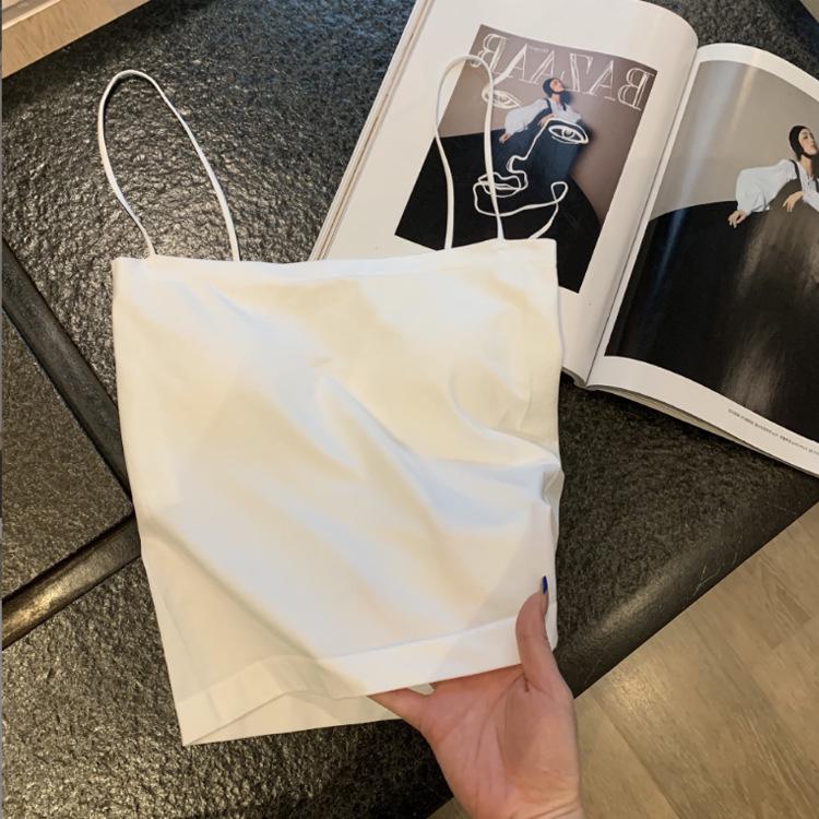 Летний женский однотонный топ-майка с нагрудными вкладышами - красивый топ-бандо со спинкой