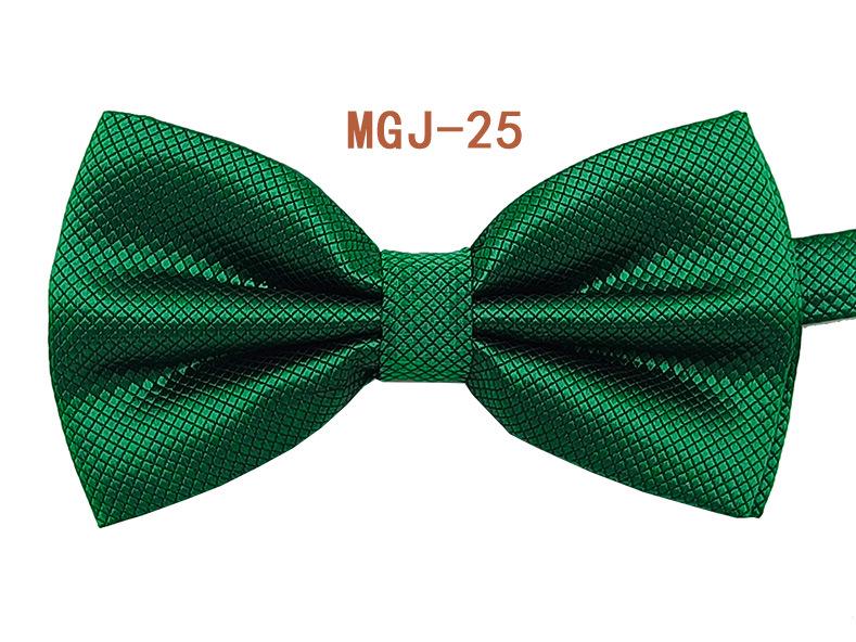 Men's Solid Black Double Layer Bow Tie - British Cube Grid, 27 Colors Available for Formal Events and Weddings.