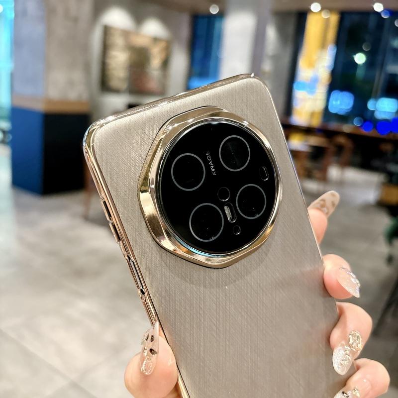 Чехол для Huawei Mate 70 Pro Plus из ПУ кожи, роскошный, с золотой филигранью, серебряной парчой, с усиленной защитой камеры