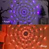 2025 LED Halloween Light Spider Web Decoration Lights 8 Modes Remote Control Spider Net Lamp Decorative Atmosphere Party Light