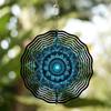 1pc Metal Mandala Flower Wind Chime - Blue & Golden Outdoor Garden Decor, Memorial Wind Spinner for Patio