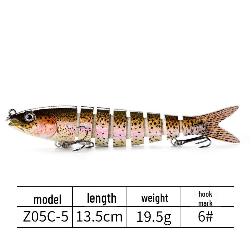 Многосекционная твердая приманка для пресноводной рыбы, 14 см, 8 секций, дальний заброс - популярная распродажа рыболовных снастей.