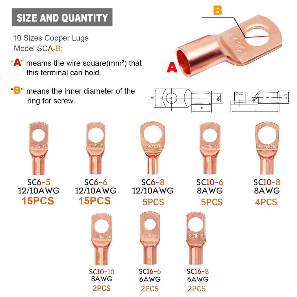 SC Open Barrel Terminal Kit: 100 Gold Terminals, 50 Cold Crimp Terminals, 50 Heat Shrink Tubes