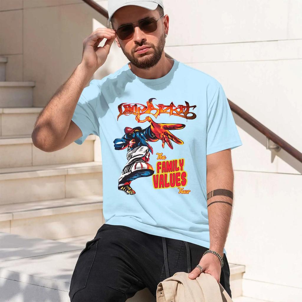 Limp Bizkit Family Values Tour 2026 New Fashion Heavyweight Hot Selling Retro Printed Pattern Fun Round Neck Tshirt For Daily C