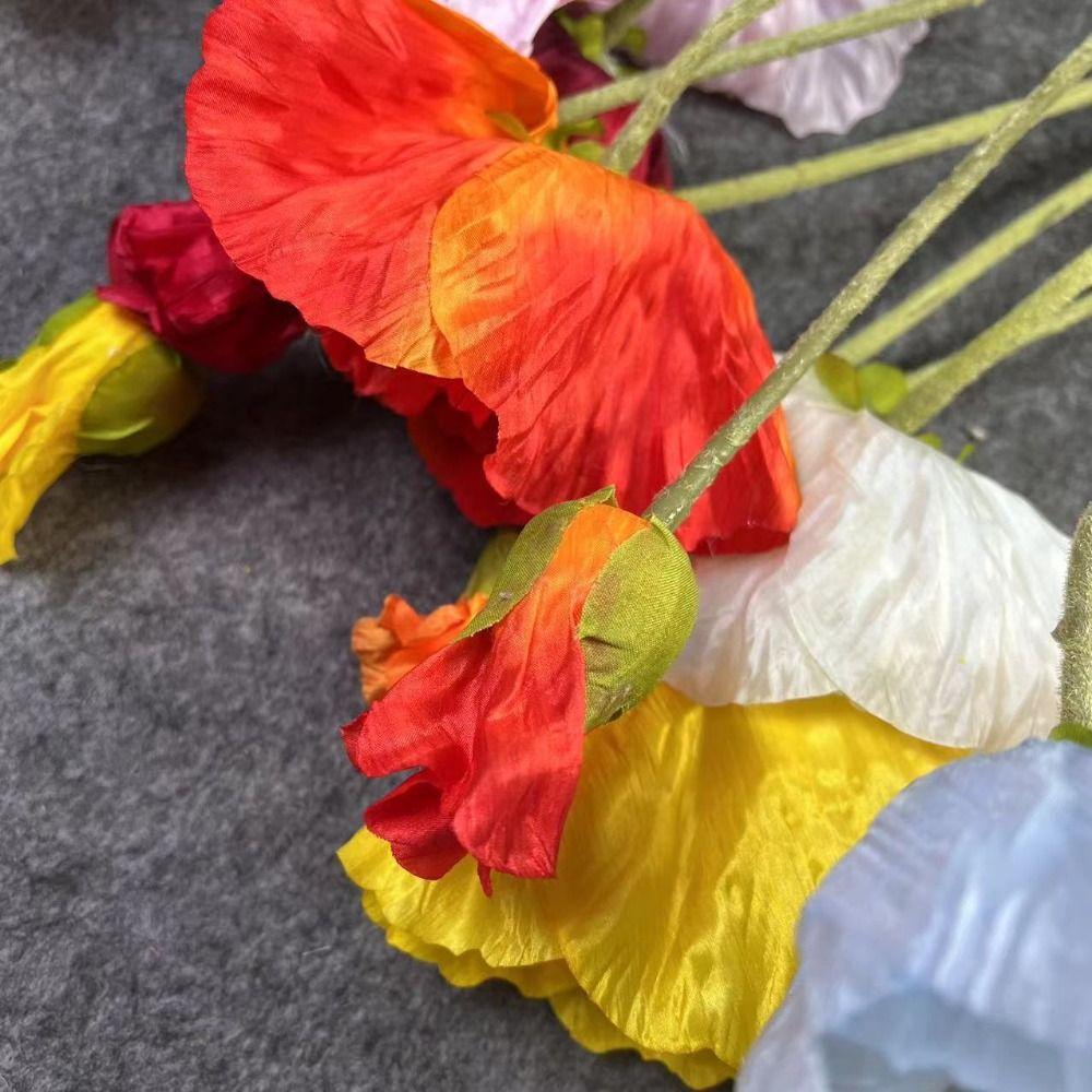 Large Fake Poppies Beautiful Artificial Flowers Silk Flower Poppies branch  New Year's Decor
