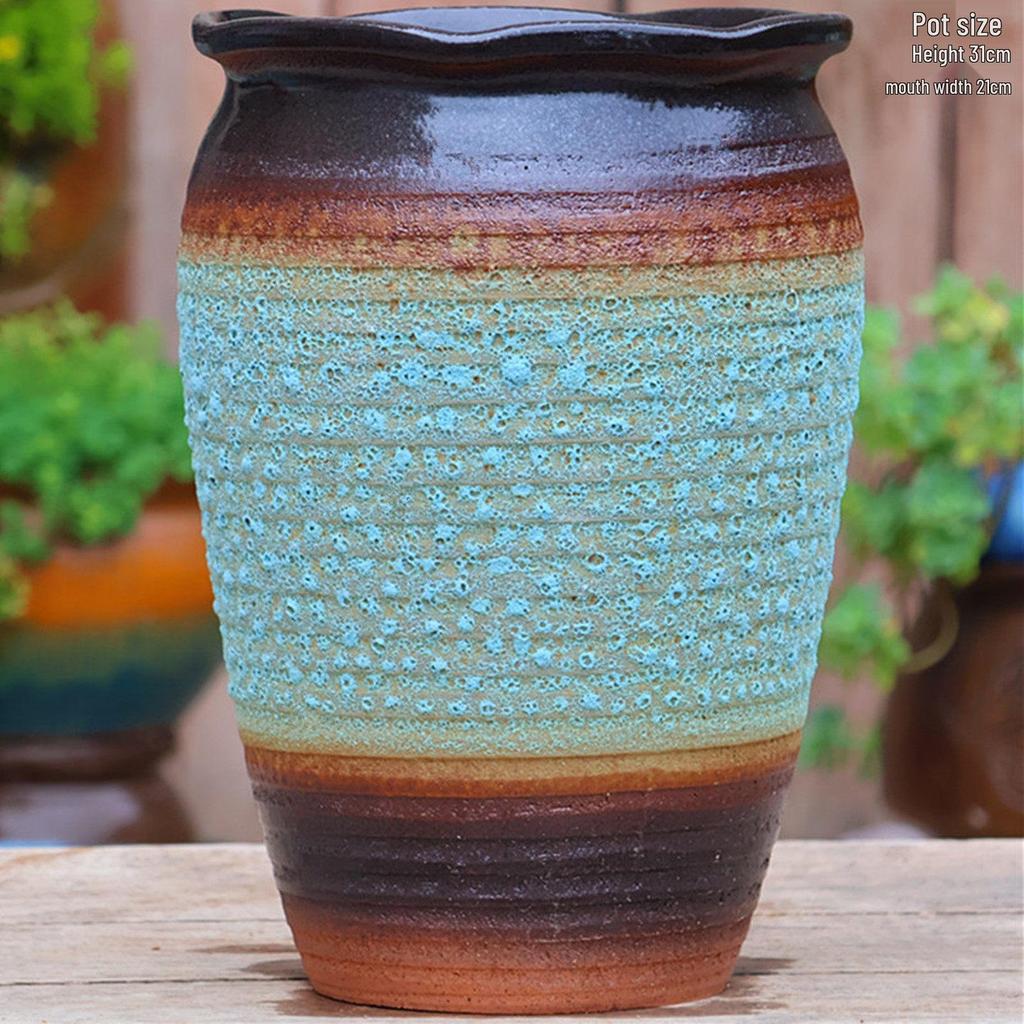 Большой керамический горшок ручной работы для суккулентов и орхидей - Дышащий, Грубозернистый глиняный горшок для бонсай