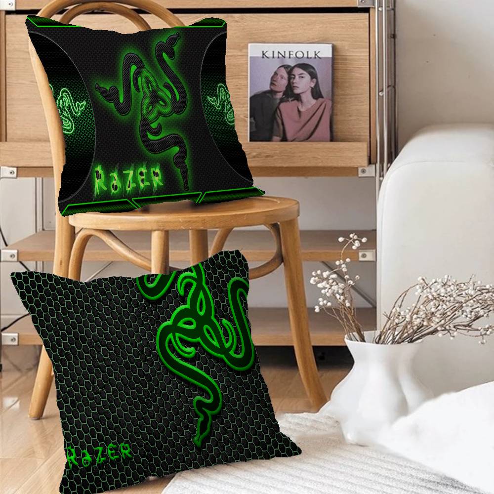 Игровой логотип Razer напечатан на чехле для подушки с дизайном кленовых листьев Счастливый Осенний Урожай декор Праздничный декор Чехол для подушки